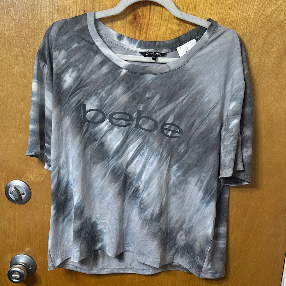 Bebe Gray Tie-Dye Short Sleeve Tee